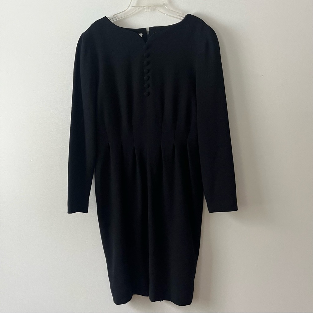 Vintage Liz Claiborne Little Black Dress 10 Covered Buttons 80s 90s